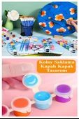 Parmak Boyası 5 ml 12 Renk Resim Fırçası ve Palet 10 Paket Mini Küçük Parmak Boya Etkinlik Boyama Boyası Su Bazlı Resim - 3