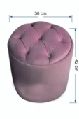 Mobilya Stant Most Hallow Kapitoneli Sandıklı Puf 11 Pembe Kadife Kumaş (Evinize Teslim) thumbnail 5