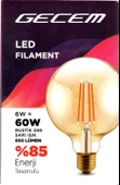GECEM G95 AMBER 6w E-27 Fılament Rustik Led Ampul 2700K (BALON) 660lm thumbnail 1