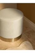 Mobilya Stant Most Ekol Premium Puf 01 Kırık Beyaz Kadife Kumaş (Evinize Teslim) thumbnail 1