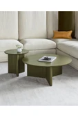 Mobilya Stant Most Wooden 2'li Set Orta Sehpa %100 Ahşap Boyalı Haki (EVİNİZE TESLİM) - 1