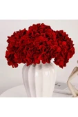 Kırmızı Yapay Ortanca 5 Dallı Vazo Saksı Dekor Çiçeği thumbnail 3
