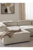 Mobilya Stant Most Mollis Plus 3 Modül Sol Köşe Koltuk Fitilli Kırık Beyaz Kadife Yumuşak Sünger(Evinize Teslim) - 2