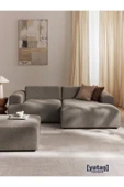 Mobilya Stant Most Mollista 2 Modül Sağ Köşe Koltuk 10 Kahverengi Keten Kumaş Yumuşak Sünger (Evinize Teslim) - 1