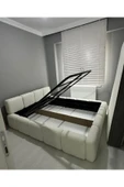 Mobilya Stant Most Oktagon Bazalı Karyola Beyaz Bukle Kumaş Işbir Kuştüyü Sünger 160x200 Yatak Için(KURULUM DAHİL) thumbnail 3