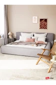 Mobilya Stant Most Mollior Bazalı Karyola Gri Keten Kumaş 160x200 cm. Yatak İçindir (Kurulum Dahil) thumbnail 1