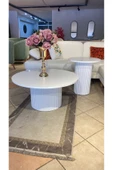 Mobilya Stant Most Bohem Orta Sehpa Beyaz 2'li Set %100 Ahşap 85 Cm. Çap (EVİNİZE TESLİM) - 1