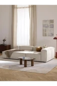 Mobilya Stant Most Mollis Pro 2 Modül Sol Kanepe Fitilli Kırık Beyaz Kadife Kumaş Yumuşak Sünger(Evinize Teslim) thumbnail 2