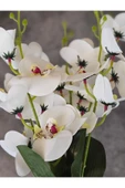 45 cm Yapay Islak Orkide Dekorasyon Beyaz Orkide Demeti thumbnail 2