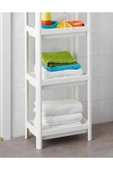 IKEA 4 Katlı Plastik Raf Ünitesi 37x23x101 Cm İkea Banyo Rafı Beyaz Düzenleme Rafı - 3