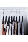 IKEA 8 ADET BUMERANG ASKI SİYAH AHŞAP TAKIM ELBİSE KIYAFET ASKISI - 3