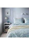IKEA CYMBALBLOMMA beyaz-mavi 240x220/50x60 cm çift kişilik nevresim seti - 3