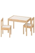 IKEA 5 - 6 Yaş Çocuk Masa-sandalye Seti Beyaz-çam, 3 Parça Set 2 Beyaz Ahşap - 1