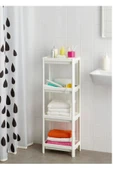IKEA 4 Katlı Plastik Raf Ünitesi 37x23x101 Cm İkea Banyo Rafı Beyaz Düzenleme Rafı - 1