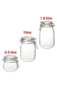 IKEA 3'Lü Kavanoz Seti Kilitli Sızdırmaz Saklama Kavanozu İkea Şeffaf Kavanoz (0,5 Lt + 1 Lt + 1,8 Lt ) - 1