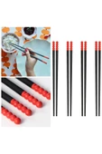 IKEA FÖSSTA 4 Çift Kırmızı Siyah Yıkanabilir Chopstıck Japon Çin Yemek Çubuğu Uzunluk: 24 Cm - 1