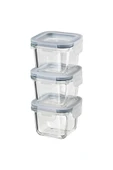 IKEA Kapaklı Cam Saklama Kabı - 180 ml - Kare - 3 Adet - 1