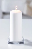 IKEA 4'lü Kokusuz Naturel Blok Mum ve 1 Adet Mum Tabağı - 4