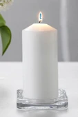 IKEA 4'lü Kokusuz Naturel Blok Mum ve 1 Adet Mum Tabağı - 5