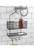 IKEA Asılabilir Kancalı Duş Sepeti Yükseklik 56 Cm Ikea Katlı Metal Duş Rafı Siyah Çelik Raf - 1