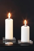 IKEA 4'lü Kokusuz Naturel Blok Mum ve 1 Adet Mum Tabağı - 2