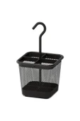 IKEA 4 Bölmeli Askılı Kaşıklık 12x12x24 Cm İkea Tezgah Üstü Çatal Bıçaklık Siyah - 1