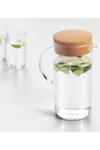 IKEA Mantar Kapaklı Cam Sürahi Hacim 1.5 Litre Kulplu Sürahi Su Şişesi Yükseklik 21 Cm - 4