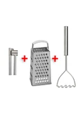 IKEA Premium Ürün Rende + Sarımsak Ezici + Patates Ezici 3'lü Mutfak Gereçleri Seti Yemek Hazırlık - 1