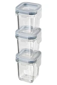 IKEA 365 3 Adet Kapaklı Kare Cam Saklama Kabı, 180 Ml, Tiona-0010 - 1
