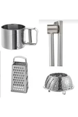 IKEA 4 Lü Set, Idealısk Rende Frk Koncıs Çelik Sarımsak Ezici Idealısk Un Eleği Kloc. Buhar Pişirici - 1