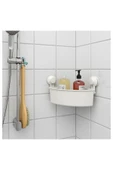 IKEA Duş Rafı Vantuzlu Genişlik: 30 cm Plastik Raf İkea Banyo Köşe Rafı Beyaz Renk - 3