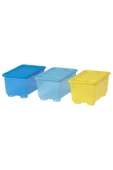 IKEA 3 Adet Kapaklı Düzenleme Kutusu 17x10x8Cm İkea 3'lü Set Saklama Kutusu Renkli Plastik Kutu Organizer - 2