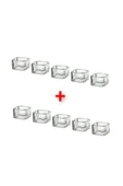IKEA 10 Adet Tealight Mumluk 5x5x3,5 Cm İkea 10'lu Set Şeffaf Cam Mumluk Mum Tabağı - 1