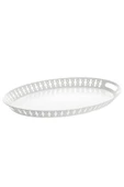 IKEA KALİTELİ Çelik Sunum Tepsisi 52x39 Cm İkea Büyük Desenli Kulplu Tepsi Beyaz Metal Taşıma Tepsisi - 2