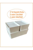 IKEA Kuggıs Kapaklı Kutu Beyaz Set, (3'lü Set) - 1