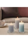 IKEA 3 Adet Blok Mum Tabağı 10x10x1,5 Cm 3'lü Set Şeffaf Cam Mumluk Mum Altlığı - 1