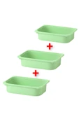 IKEA 3 Adet Plastik Oyuncak Saklama Kutusu 42x30x10 Cm İkea 3'lü Set Düzenleme Kutusu Açık Yeşil Kutu - 1