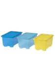 IKEA Glıs Kapaklı Kutu, Sarı-Mavi 17x10 cm 3 Parça - 1