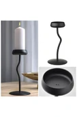 IKEA 24 Cm Siyah Çelik Şamdan Sütun Mumluk - 1
