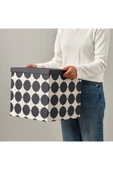 IKEA Tjena Siyah Beyaz Nokta Desen 32x35x32 Kapaklı Dekoratif Eşya Saklama Kutusu Düzenleme Kutusu - 1