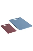 IKEA 2 Li Plastik Kesme Tahtası Seti 24x15 Cm ve 34x24 Cm İkea 2 Adet Kesim Panosu Mavi-Kırmızı - 1