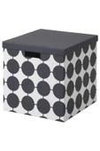 IKEA Tjena Siyah Beyaz Nokta Desen 32x35x32 Kapaklı Dekoratif Eşya Saklama Kutusu Düzenleme Kutusu - 2