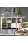 IKEA Tjena Siyah Beyaz Nokta Desen 32x35x32 Kapaklı Dekoratif Eşya Saklama Kutusu Düzenleme Kutusu - 3