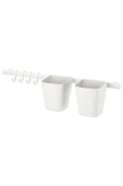 IKEA SUNNERSTA beyaz duvar rayı 4 kancalı ve 2 kutulu set - 1