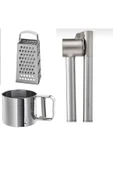 IKEA 3 Lü Set, Idealısk Rende  Frk Koncıs Çelik Sarımsak Ezici Idealısk Un Eleği - 1