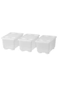 IKEA Glis Kapaklı Kutu, Şeffaf 17x10 cm 3 Parça - 1