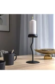 IKEA 24 Cm Siyah Çelik Şamdan Sütun Mumluk - 5