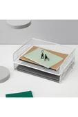 IKEA Beyaz 2 Katlı Fileli Çelik Dosya Evrak Rafı Lise A4 - 4