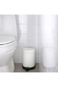 IKEA 5'li Banyo Seti Çöp Kovası Diş Fırçalık Sabunluk Tuvalet Fırçası Beyaz Galvaniz Çelik ve Plastik - 4