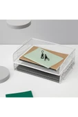 IKEA 4 Adet Metal Evrak Rafı 34x24x7 Cm İkea 4'lü Set Katlı Dosyalık Beyaz Raf Çelik Dosyalama - 2